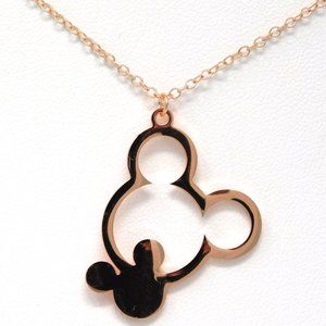 Disney Mickey Mouse Hollow Rose Gold Plated Pendant Necklace